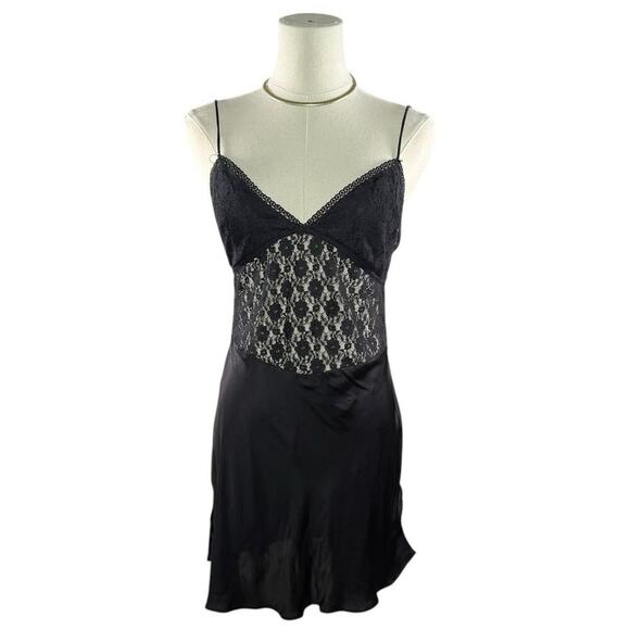 Free People Lace Satin Chemise Slip Dress | Black | Dainty Feminine Romantic | S - Picture 11 of 11